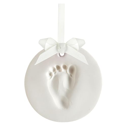 Tiny Ideas DIY No Mess Hanging Ornament Kit, Baby Hand and Footprint Keepsake, Classic Nursery Decor, Ideal Gender Neutral Gift, Baby's First Christmas, White