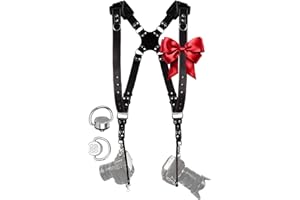 Camera Harness for 2 Cameras – Dual Shoulder Leather Camera Strap – Double Camera Harness for DSLR/SLR