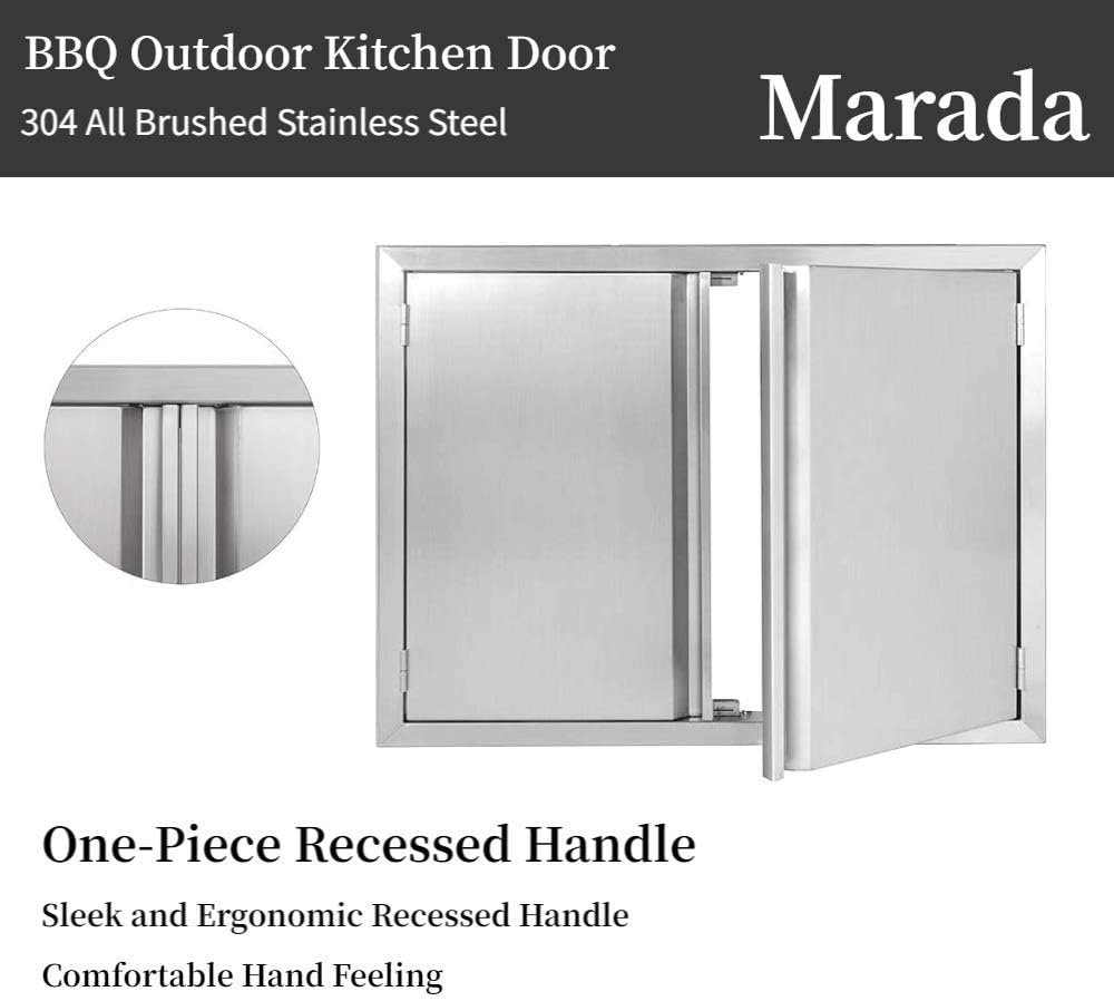 Amazon Com Marada 17 W X 24 H Bbq Access Double Door Kitchen Outdoor 304 All Brushed Stainless Steel Flush Mount Double Wall Door For Outdoor Kitchen Bbq Island Grill Outdoor