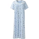 Keyocean Women Nightgowns, Soft 100% Cotton Short Sleeves Comfy Ladies Nightdress