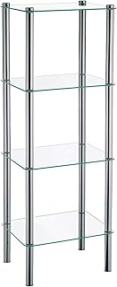 Kela 18051, Regal, 4 Etagen, Metall/ Sicherheitsglas, 40x 30x 106 cm, Lars, Verchromt