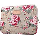 KAYOND KY-41 Canvas Fabric Sleeve for 10.1-inch Laptops - Peony Patterns (10.1, Apricot Peony)