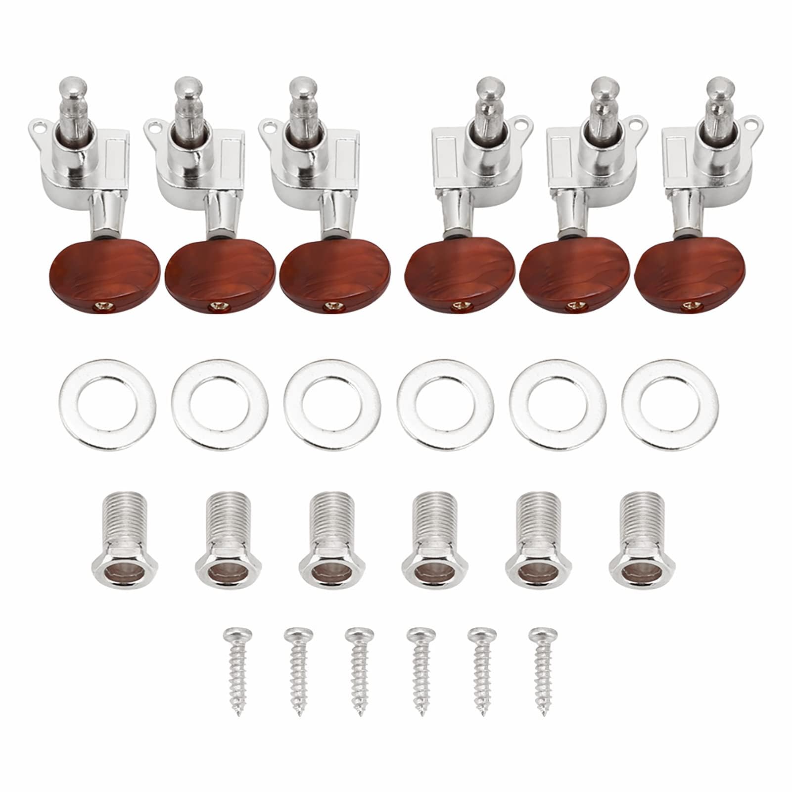 Guitar String Tuning Pegs 3L3R Chrome Tuners Guitar Machine Heads for Folk Acoustic Electric Guitar Tuner Guitar Parts Replacement(Silver)