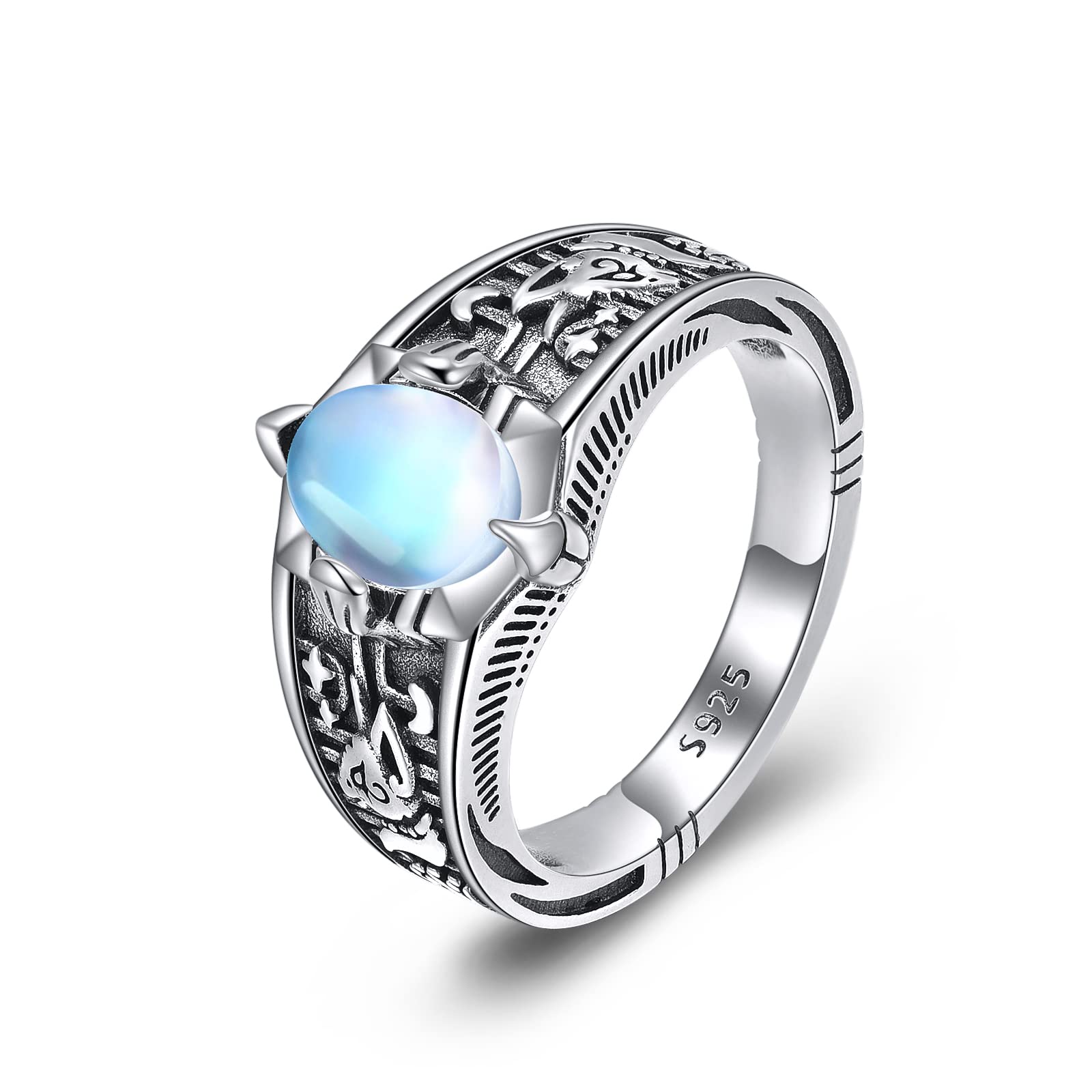 VENACOLY Moonstone Ring Sterling Silver Moonstone Ring Mother's Day Jewellery for Women Mum