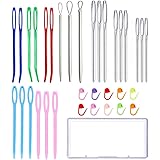 24pcs Yarn Needle Tapestry Needles,Darning Needle Yarn Needles,Big Eye Blunt Knitting Needles with Stitch Markers for Knittin