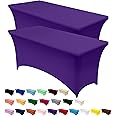 Utopia Kitchen Spandex Tablecloth 2 Pack [4FT, Purple] Tight, Fitted, Washable and Wrinkle Resistant Stretch Table Cloth Rectangle Cover for Trade Show, Weddings & Parties [48Lx30Wx30H Inch]