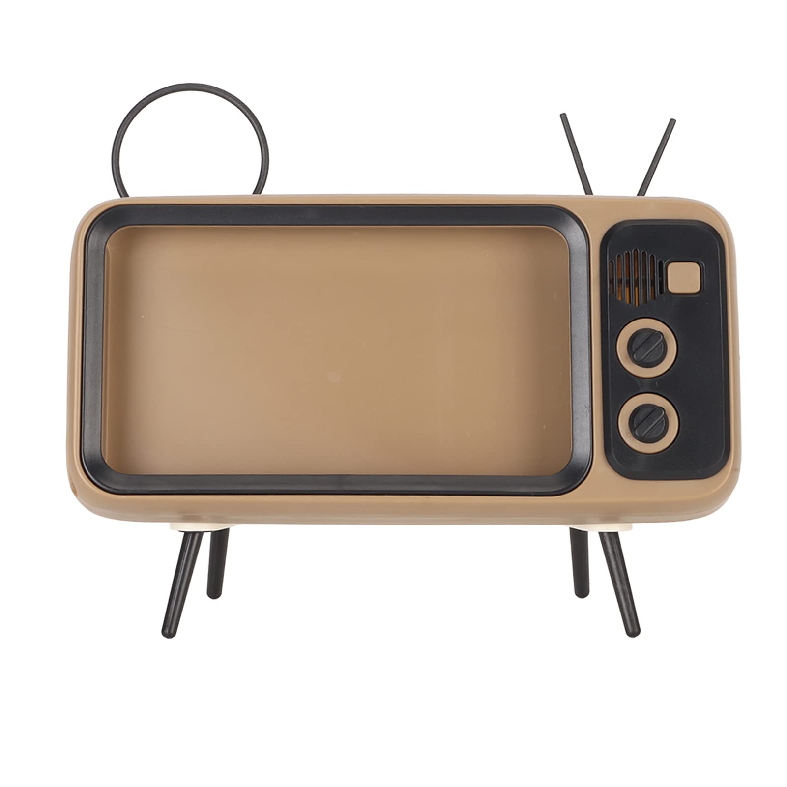 Fockety Phone Holder, Retro Universal Desktop Phone Stand, Strong and Durable Cute Creative Coffee Color DecorativeTV Style Phone Holder for Home, Bedroom, Office, Kitchen, Parlor