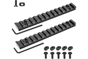 PUKESI 13 Slot Single Picatinny Rail for M-Rails, 2 Pack Aluminum 5.31" Pic Rail Section Picatinny Rails Accessory Adapter with 5 T-Nuts & 5 Screws & 2 Hex Wrench - Black