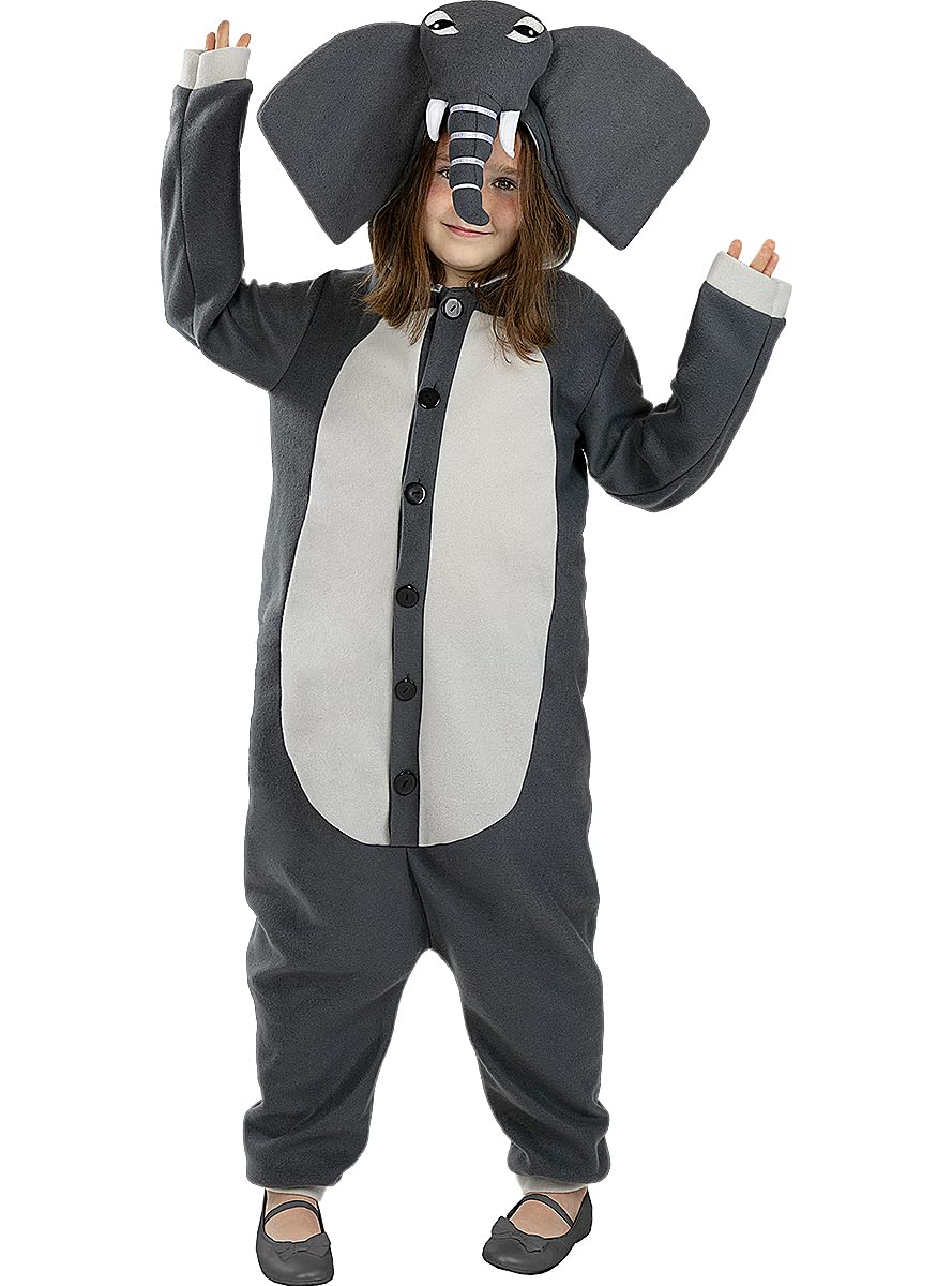 Funidelia | Onesie Elephant Costume for boys and girls Animals - Costumes for kids, accessory fancy dress & props for Halloween, carnival & parties - Size 10-12 years - Grey/Silver
