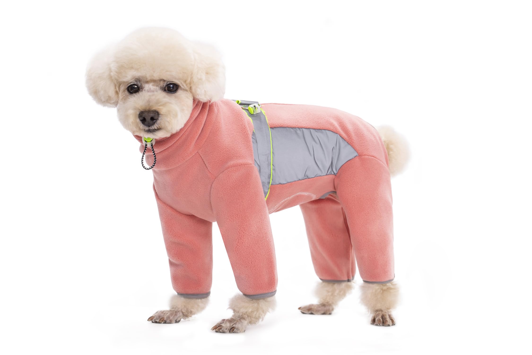 BT Bear Fleece Coat for Dogs,4-Legs Full Body Jacket with D Ring,Adjustable Jumpsuit Zipper Closure,Warm Winter Clothes Cold Weather Coats for Small Medium Dogs(XL,Pink)