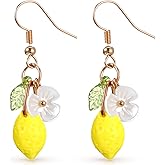 Lemon Earrings for Women, Lemon Dangle Fruit Earring Lightweight Trendy Drop Dangle Earring Dainty Fruit Earrings for Women
