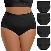 GAI YI Women's High Waisted Shapewear Underwear, Plus Size Tummy Control Full Coverage Briefs Panties for Ladies 4 Pack