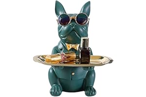 Resin Bulldog Desk Storage Tray Statue Coin Piggy Bank Storage Animal Sculpture Table Decoration Multifunction Office Home De