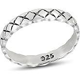AeraVida Oxidized .925 Sterling Silver Diamond Cut Textured Band Ring 7-9 | Unique Textured Design, Durable, Timeless Style for Men and Women