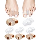 PGRODE 8PC Bunion Toe Separators Gel Bunion Corrector Soft Big Toe Spacers for Feet Women Men Toe Correct, Elasticity Hammer Toe Straightener with 2 Loops (4 Nylon+4Gel)