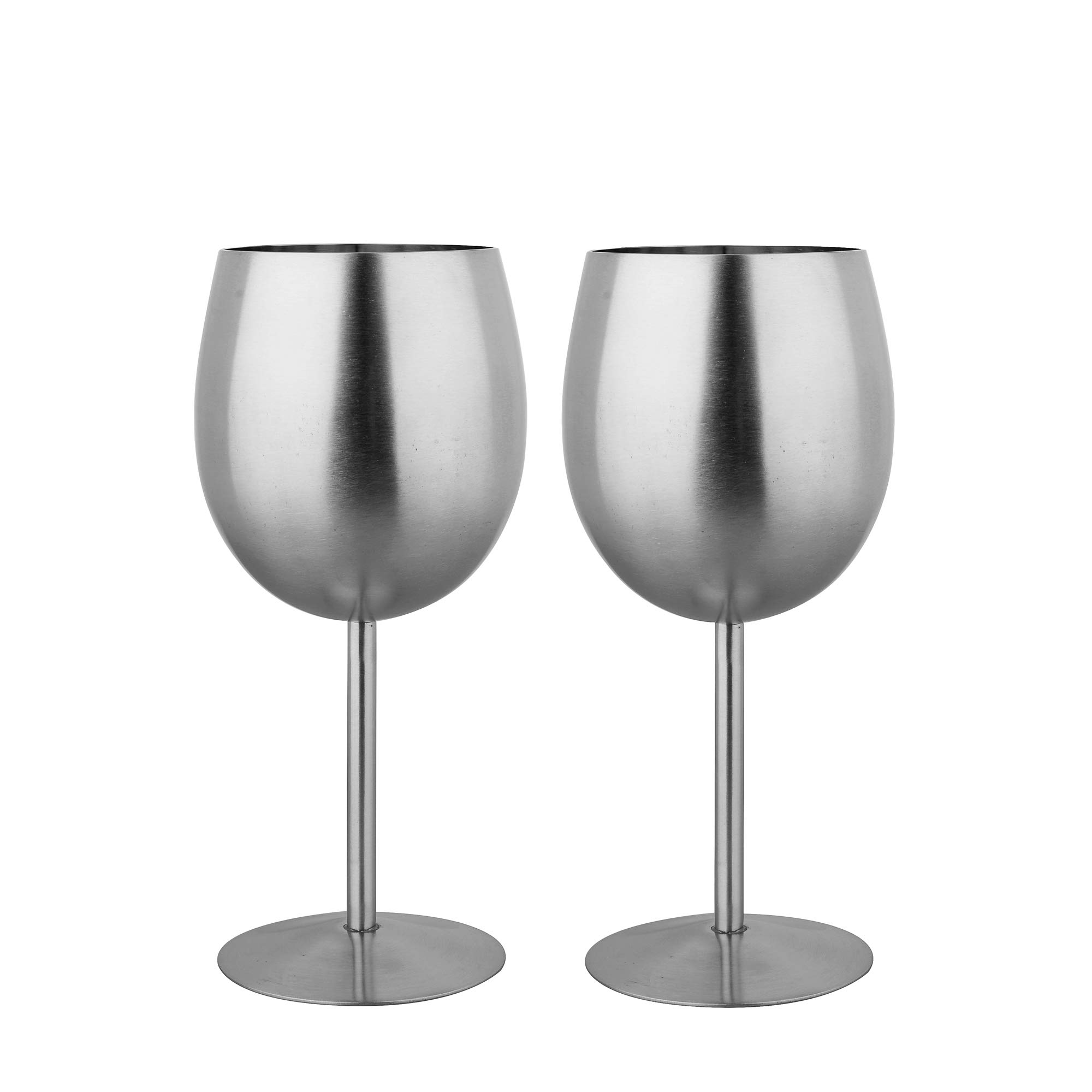 IMEEA® Red Wine Goblets Brushed Stainless Steel Champagne Cup 325ml/11oz Set of 2 (Silver)