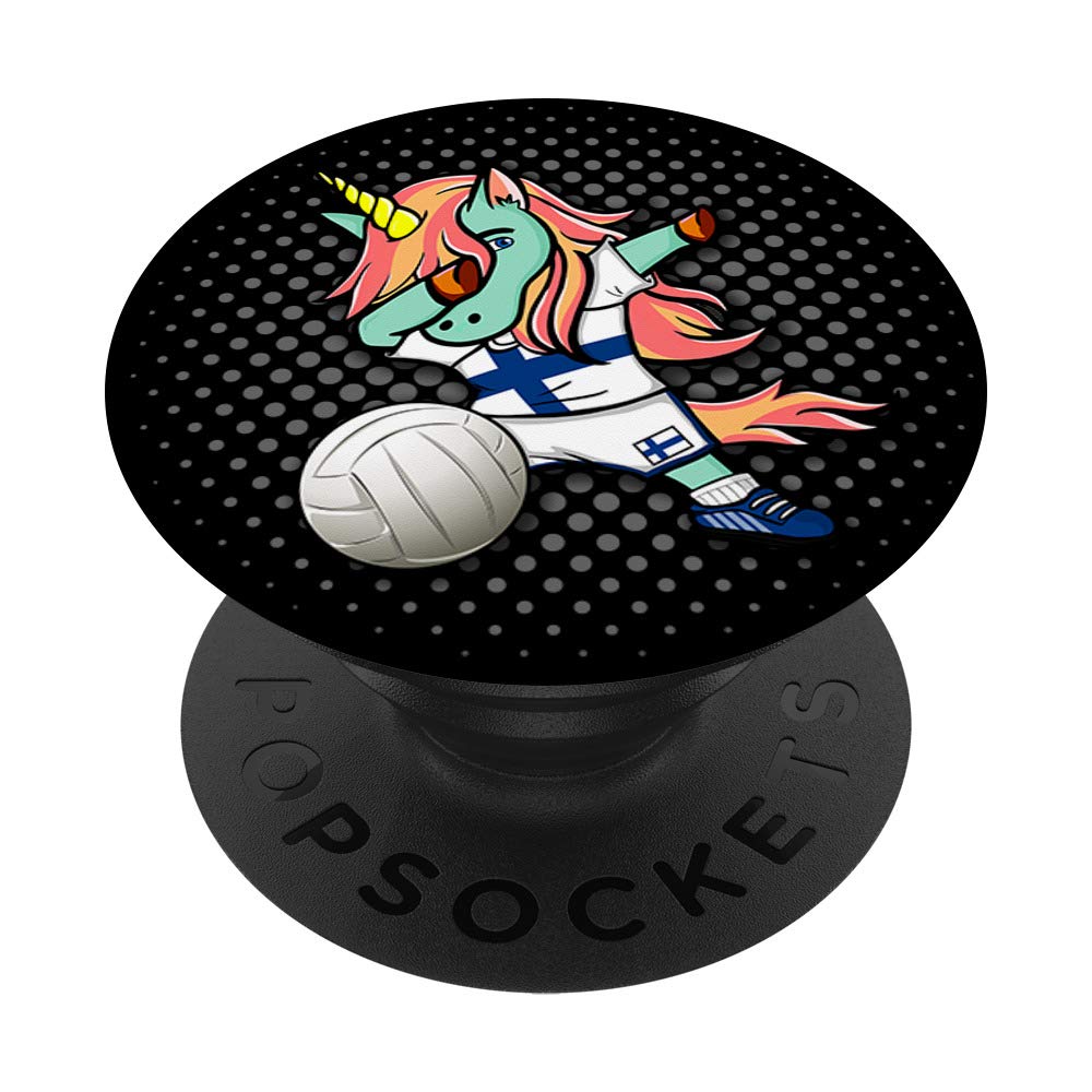 Dabbing Unicorn Finland Volleyball Lover Jersey Finnish Flag PopSockets PopGrip: Swappable Grip for Phones & Tablets