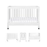 Babyletto Maki Full-Size 2-in-1 Portable Folding Crib with Toddler Bed Conversion Kit in White, Greenguard Gold Certified