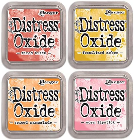 SPECIAL BUNDLE: Ranger Tim Holtz Distress Oxide Ink Pads 4 Pack - Fired+Fossilized+Spiced+Worn (B1)