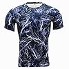 Alamor Heren Camouflage Training Fitness Tees Tops Sneldrogende Elastische Compressie Strakke Sport T-shirt-Blauw-L