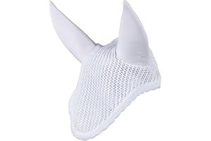 HORZE Marquess Crochet Horse Ear Bonnet | Sound Dampening Fly Protection - White - Horse