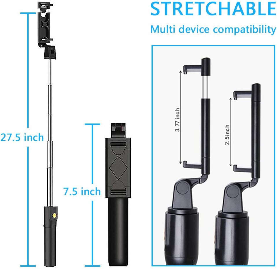 Selfie Stick Tripod, Extendable Bluetooth Selfie Stick with Wireless Remote, Compatible with iPhone 11/11 pro/X/8/8P/7/7P/6s/6, Samsung Galaxy S9/S8/S7/Note 9/8, Huawei and More: Camera & Photo