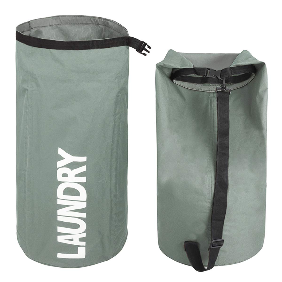 WOWLIVE Extra Large Foldable Laundry Hamper Durable Laundry Basket Collapsible Laundry Bag Backpack Dirty Clothes Hamper Standing Waterproof Hamper Laundry (Gray)