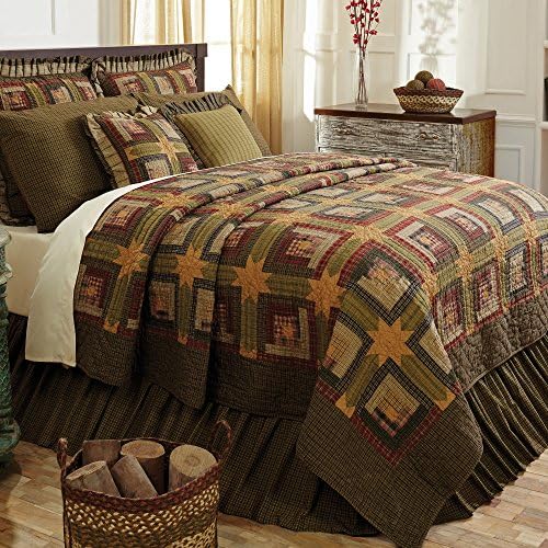 Tea Cabin King Quilt Bundle - 5 Piece Set. Set Contents: 1 King Quilt (97 x 110), 2 King Shams (21 x 37), 1 King Bed Skirt (80 x 78), 1 Pillow (16 x 16)