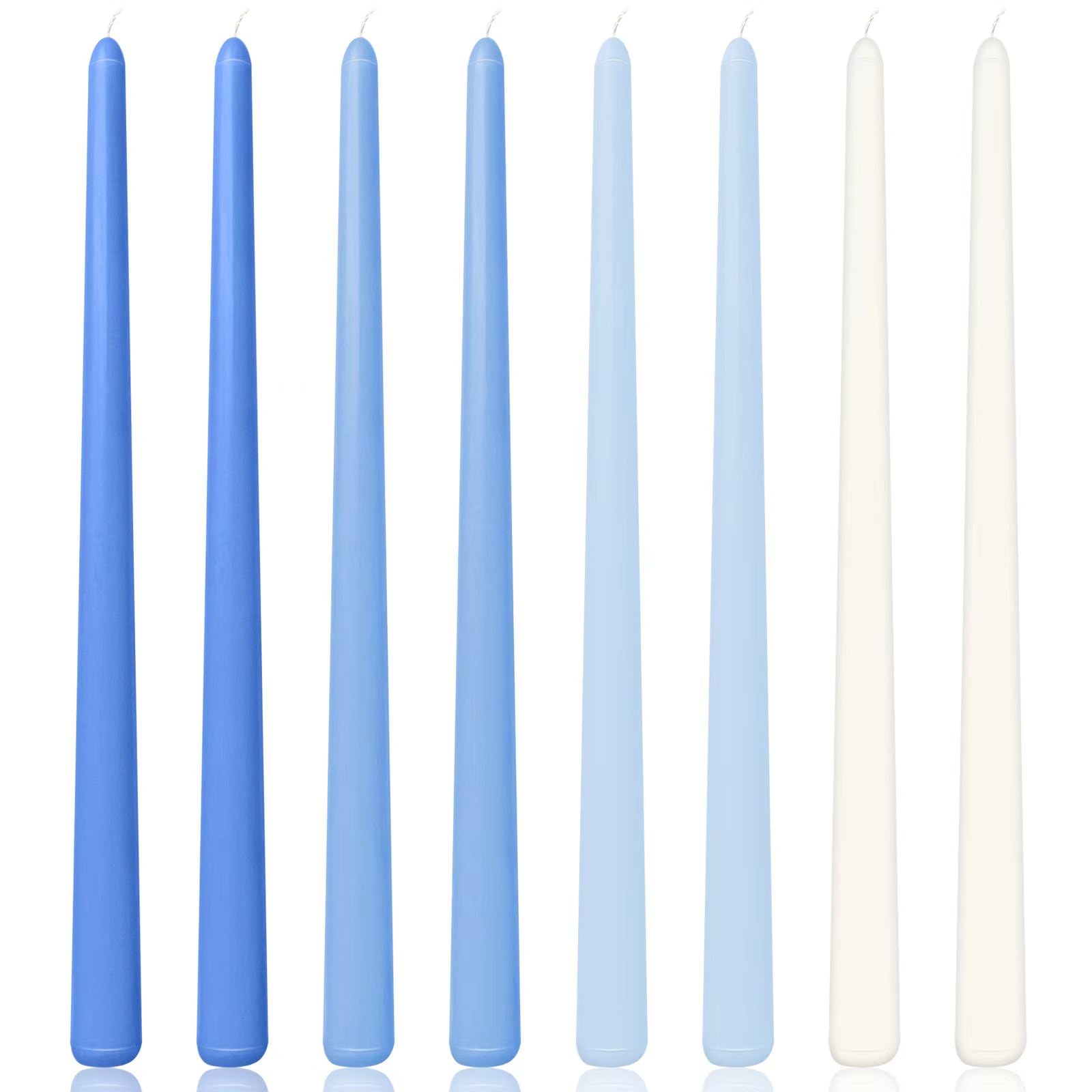 Photo 1 of 12 Inch Long Taper Candles for Hanukkah Home Decoration, 8 Pack Blue and White Tall Candlesticks for Dinner Party Wedding Holiday Decor