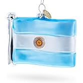 Waving Flag of Argentina Blown Glass Christmas Ornament