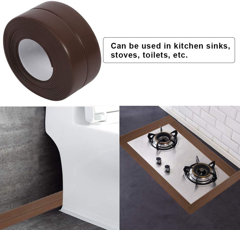 3.2M Length Wall Caulk Strip Self Adhesive Tub Bath And Wall Sealing Strip Sink Basin Trim Kitchen(22mm*3.2M-Brown) - Image 5