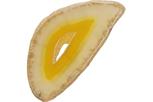 dssmboom Set of 10 Natural Agate Slices Stone for Home Decoration Place Cards, Irregular Geode Agate Stone for Jewelry Making, Yellow