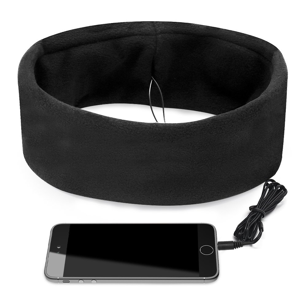 Sleep Mask Headphones Headset Sleep Headphones Muffler Noise Reduction Anti-Snoring Sleeping Headphones Multipurpose for Eye Masks and Headbands by CLAN-X (Black) (BLACK)