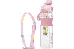 QWE Sports Water Bottle Large Capacity with Carry Handle,double drinking,high-capacity,1000m./34oz,Heat-resisting,Reusable,tritan BPA Free,Perfect for Travel, School, Outdoors, Cycling and Gym(Pink)