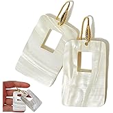 Natural White Shell Earrings, Large Mother of Pearl Rectangle Seashell Drop Dangle Earrings, Trendy Fashion Beach Vacation Jewelry for Women Girls
