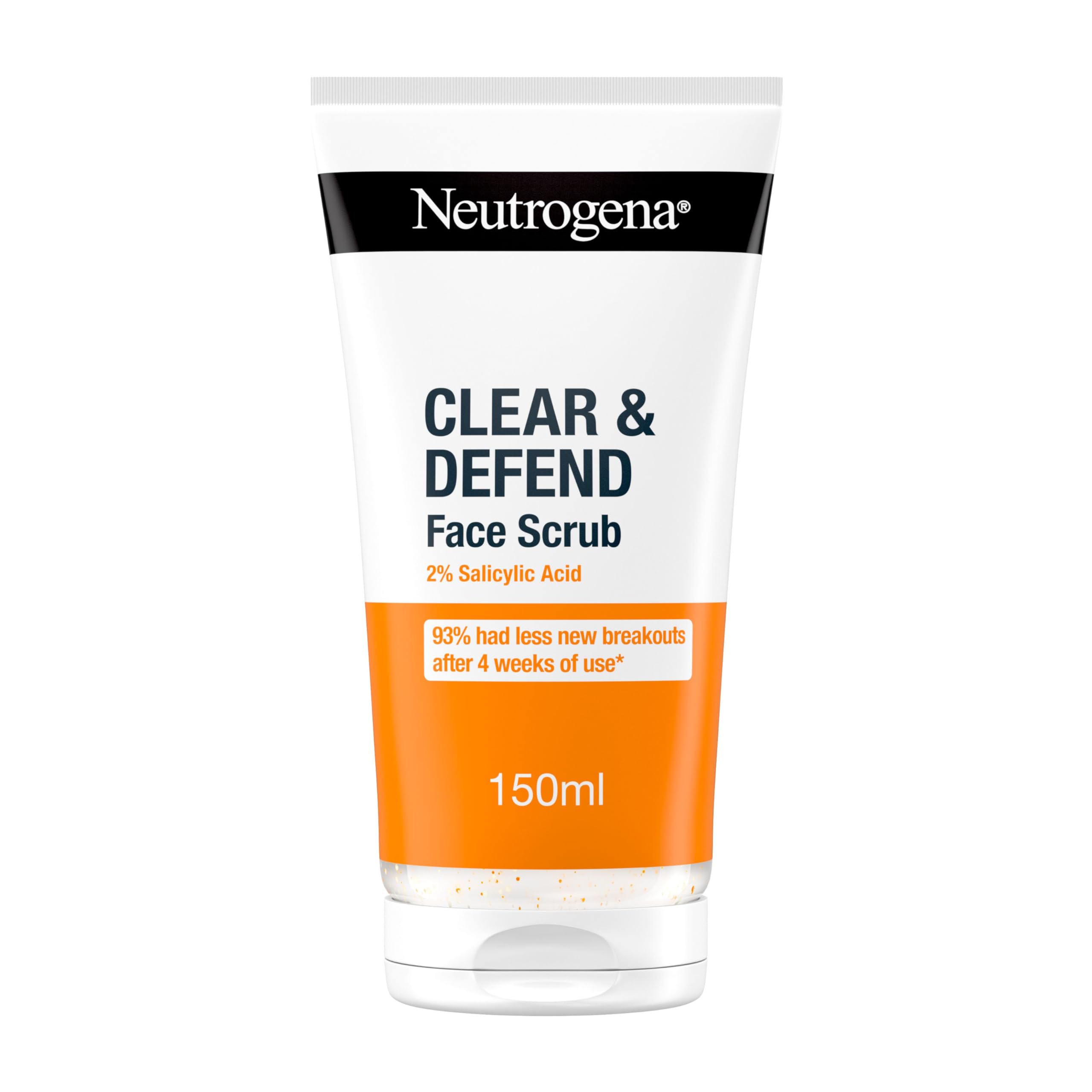 Neutrogena Clear & Defend Facial Scrub (1x 150ml), Oil-Free Face Scrub Suitable for Oily and Spot-Prone Skin, Facial Exfoliator with 2% Salicylic Acid Clinically Proven to Defend Against Breakouts