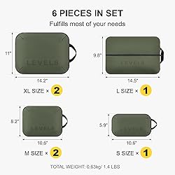 LEVEL8 Compression Packing Cubes for Suitcase, 6