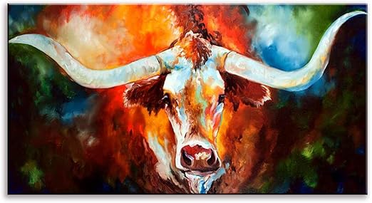 Amazon Com Orlco Art Decor Canvas Wall Art Lovely Animal Bull