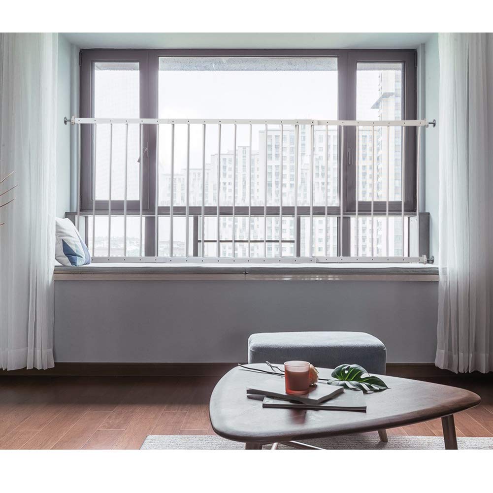 Window Security Bars, Fairy Baby French Balcony Railing Indoor Window Grille Balustrades Window Guard Rail Window Bars Window Protection for Children (61.42 "-86.61", White) — image 1