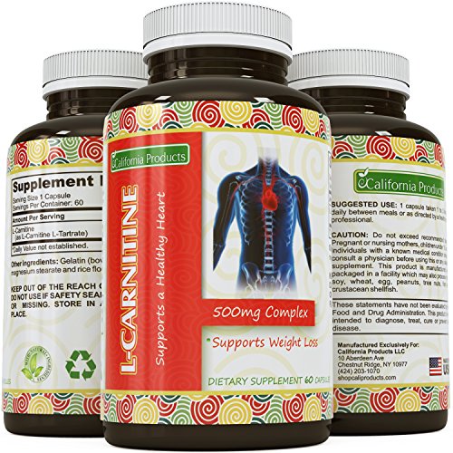 Pure L Carnitine Tartrate 500 Mg Supplement For Men and Women - Fast Acting Antioxidant To Increase Athletic Performance & Fitness - Promotes Weight Loss And Energy - Improve Mental Clarity & Memory