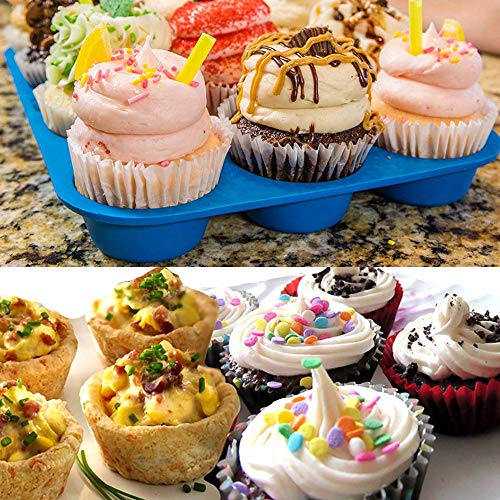 Silicone Muffin Cupcake Pans Set Mini 24 Cups and Regular 12 Cups Muffin Tin Food Grade Silicone Cake Molds Reusable Silicone Baking Cups