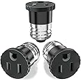 3 Pack, Light Socket to Plug Adapter, Light Bulb Socket Convert to Outlet Adapter (Black).