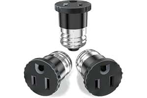ERQILUJI 3 Pack, Light Socket to Plug Adapter, Light Bulb Socket Convert to Outlet Adapter (Black).