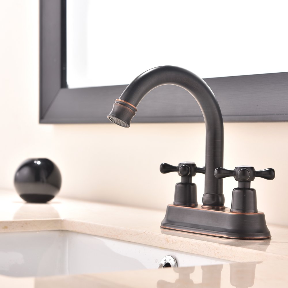 Modern Oil Rubbed Bronze 2 Handle Centerset Stainless Steel bathroom