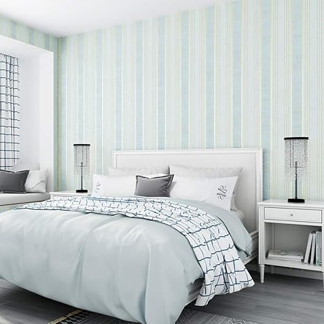 Modern Stripe Wallpaper Plain Color Non Woven Horizontal
