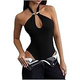 Milumia Women Cut Out Halter Neck Sleeveless Bodysuit Party Going Out Tank Top Leotards