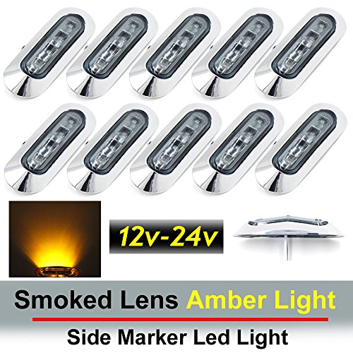 10 pcs TMH 3.6″ submersible 4 LED Smoked Lens Amber Light Side Led Marker 10-30v DC , Truck Trailer marker lights, Marker light amber, Rear side marker light, Boat Cab RV