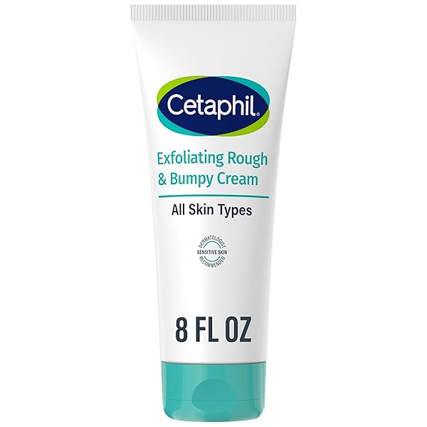 CETAPHIL EXFOLIATING ROUGH & BUMPY CREAM, LIGHTWEIGHT CREAM FOR ALL SKIN TYPES, 8 OZ TUBE, 20% UREA, GENTLY EXFOLIATES, REFINES SKIN TEXTURE, DERMATOLOGIST RECOMMENDED BRAND