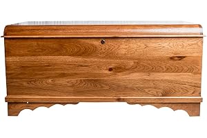Rustic Red Door Co. 46" Cedar Hope Chest with Waterfall Top - Amish Made Chest with Anti-Slam Hinges and lock - Storage Chest - Cedar Chests and For Blankets (Rustic Hickory, Boston Stain)