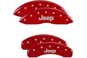 MGP CALIPER COVERS MGP Brake Caliper Covers for Jeep Grand Cherokee 2011-21, WK 2022 with Red Powder Coat Finish Engraved Silver Jeep Logo, Front and Rear Caliper Cover (Set of 4)
